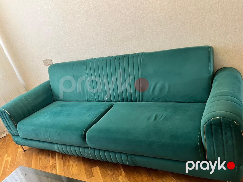 Yaşıl-mavi rəngdə 3-lü dəst: 1 ədəd 4 neferlik divan və 2 ədəd kreslo — Yumşaq mobilya dəstləri, Bakı (6)