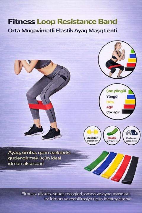 Fitnes müqavimət lenti, orta yüklənmə — Bakı