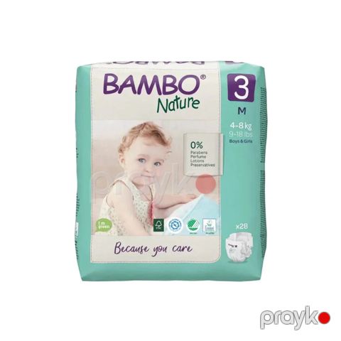Uşaq bezləri Bambo Nature 3 M, 4-8 kq, 28 əd — Bakı