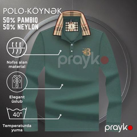 Kişilər üçün polo EB 857, yaşıl, pambıq, ölçü 3XL — Bakı