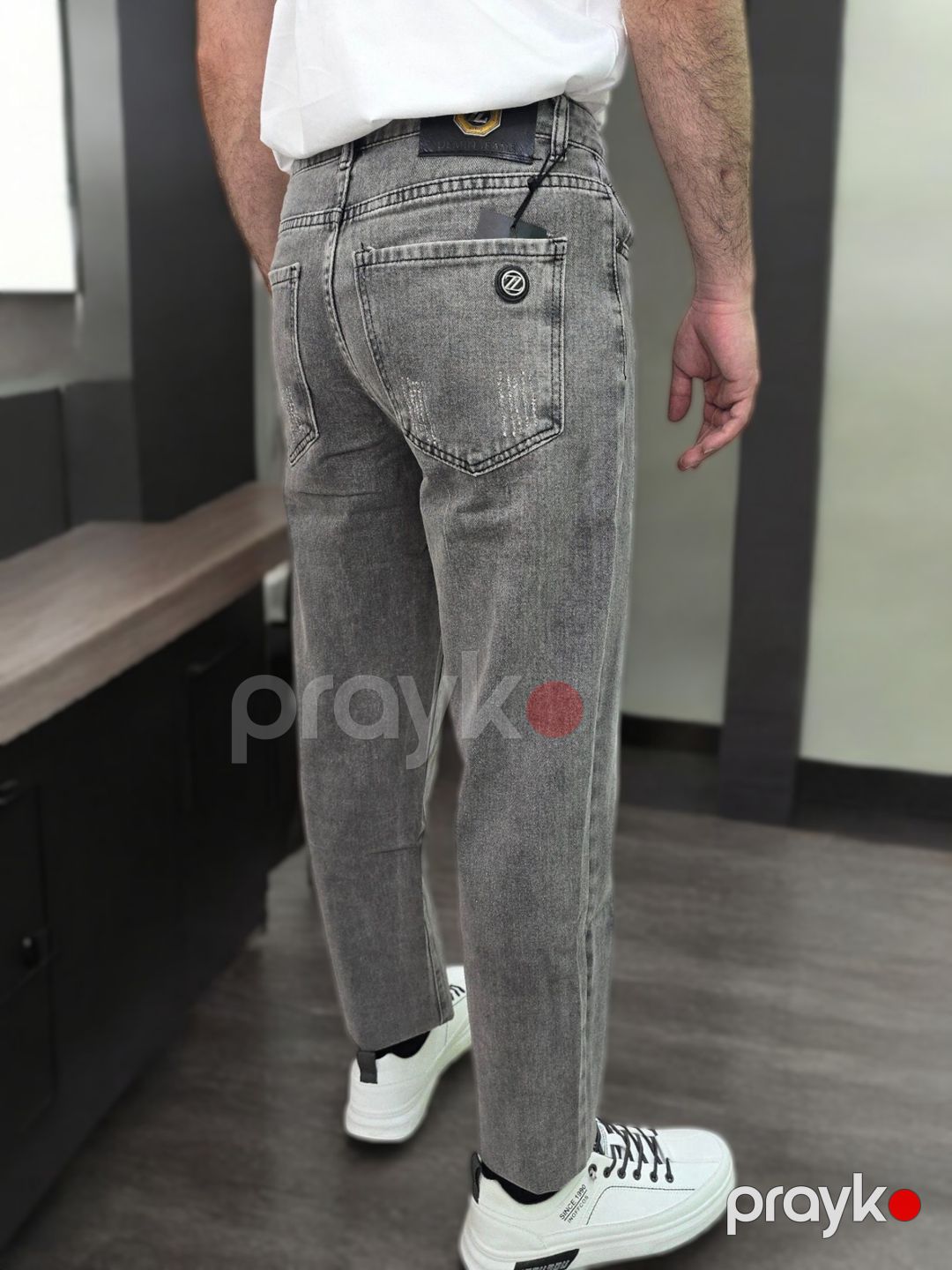 Kişilər üçün düz cins 044STRK7027, boz, pambıq, ölçü 29 — Mallar, Bakı (3)