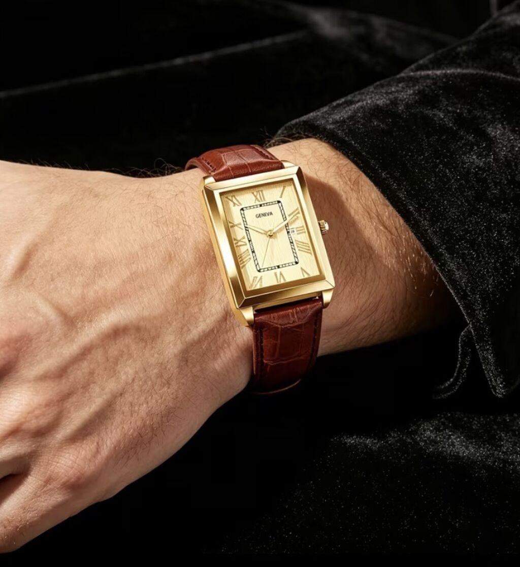 Kişi qol saatı – Geneva, düzbucaqlı klassik dizayn satilir — Qol saatları, Bakı (2)