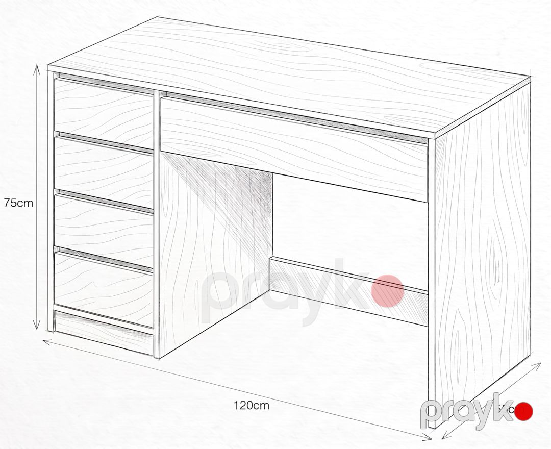 Makiyaj masası 10690, Ldsp, 120x75x55 sm, ağ — Mallar, Bakı (2)