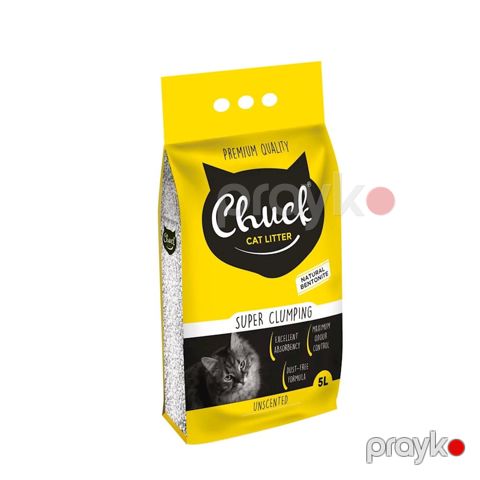 Natural doldurucu Chuck pişiklər üçün, bentonit ilə, ətirsiz, 5 l — Bakı