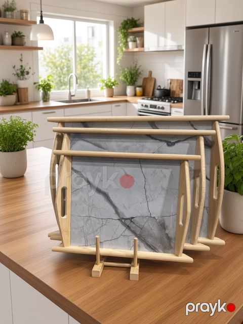 Sini dəsti 2788263, bej/boz, bambuk, 36x26/40x30/45x35 sm, 3 əd — Bakı