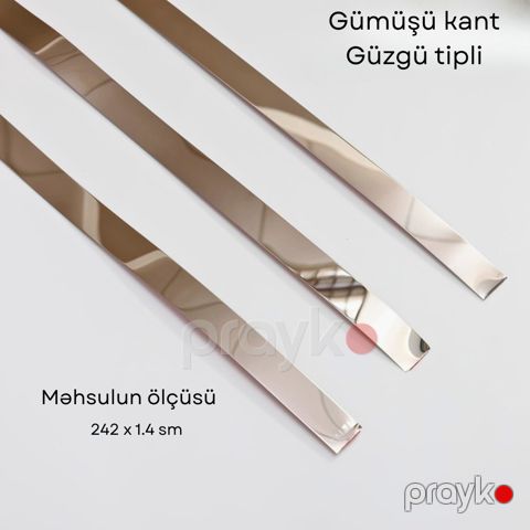 Dekorativ lent, gümüşü, PVC, 1.4x242 sm — Bakı