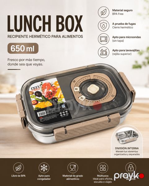 Lanç-boks G680, 650 ml, paslanmayan polad, gümüşü — Bakı