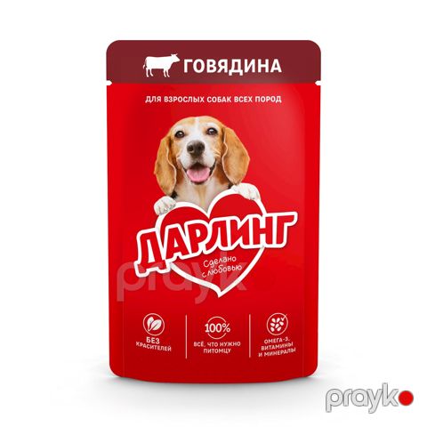 Nəm yem Purina Darling, bütün cins itlər üçün, mal əti ilə, 75 qr — Bakı