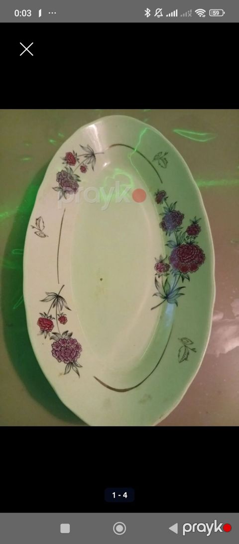 Oval formalı yemək/servis qabı – çiçək naxışlı, klassik dizayn — Bakı