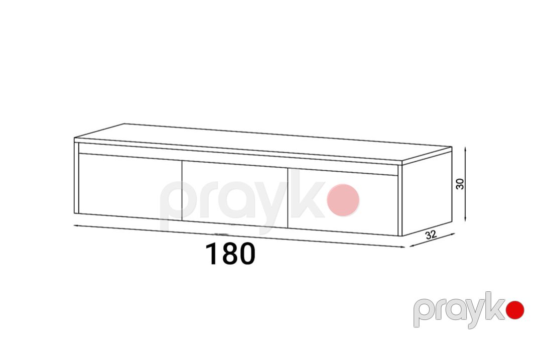 Tv üçün tumba Ev Plus ev_12116232, Ldsp, ağ, 180x30x32 sm — Mallar, Bakı (3)