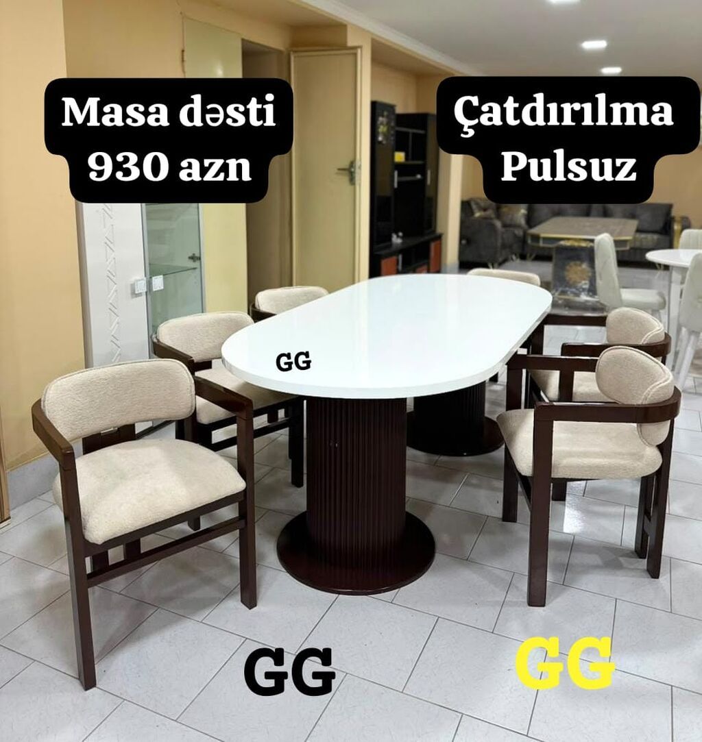 Yeni və Sifarişlə Masa dəsti 930_azn Rəng seçimi var Təhvil qisa — Masalar və stullar, Saray