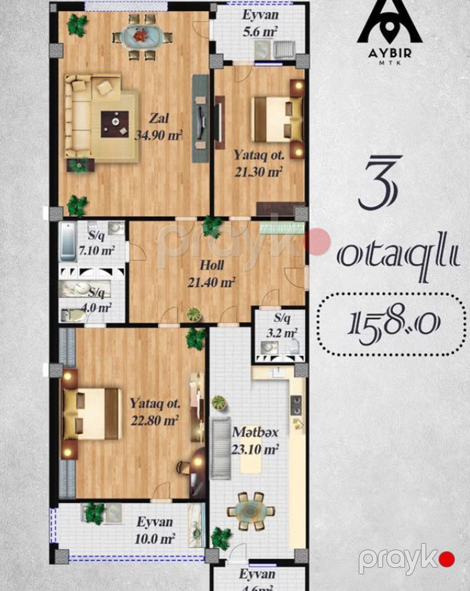 Satılır 3 otaqlı yeni tikili 158 m² — Mənzil, Bakı (2)