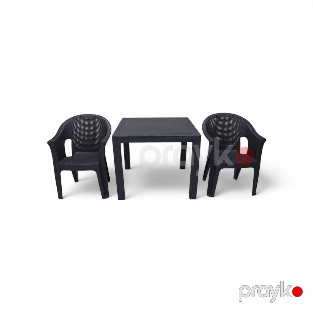 Bağ üçün mebel dəsti (masa + oturacaq), bambuk/plastik, qəhvəyi, 3 parça — Mallar, Bakı (2)