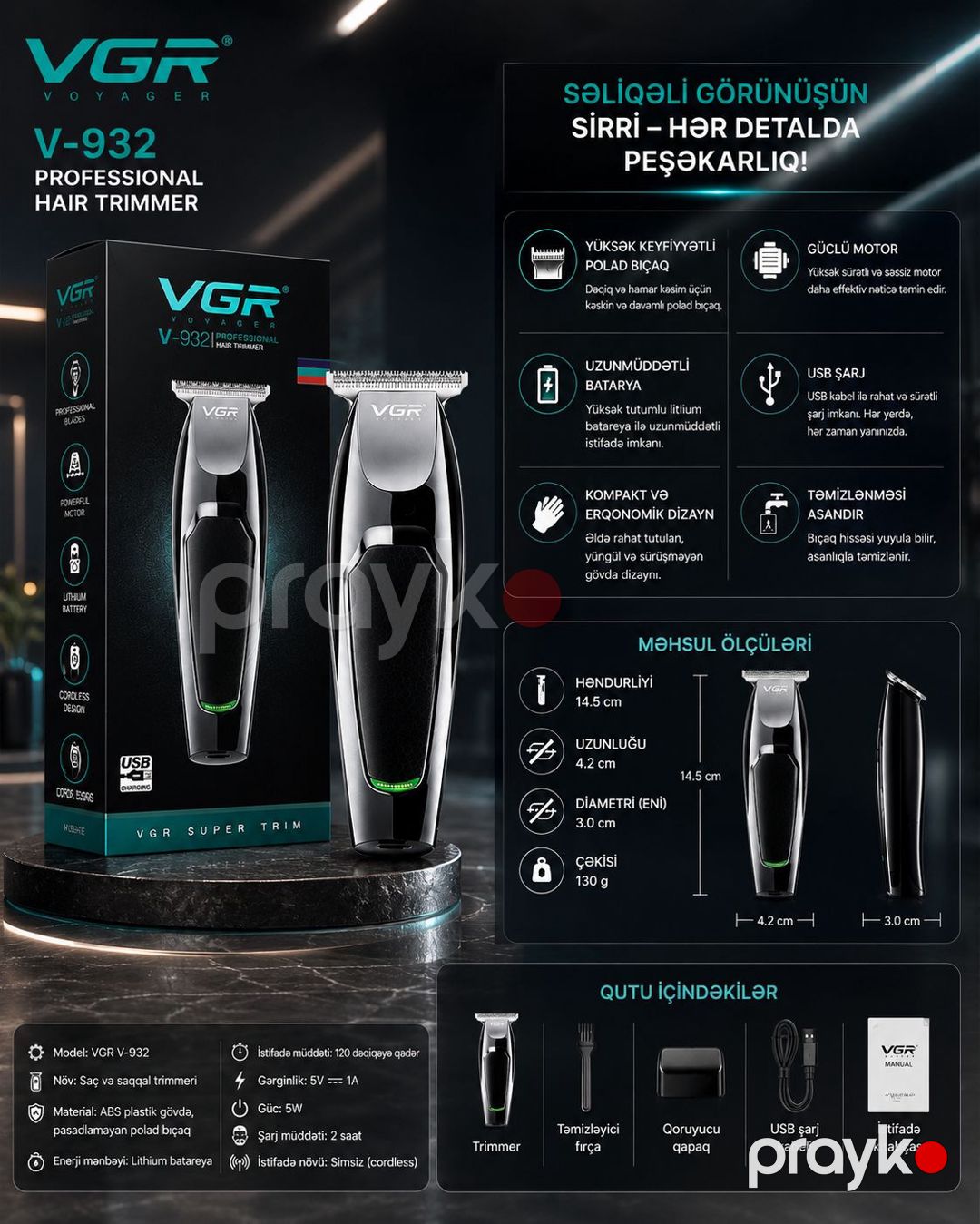 Trimmer VGR V-9321, 2200W — Mallar, Bakı (3)