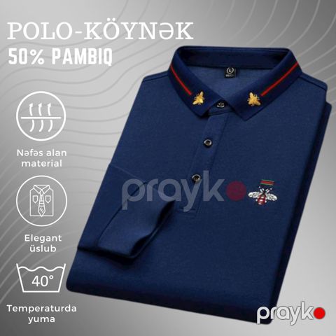 Kişilər üçün polo EB 791, tünd-göy, pambıq, ölçü XL — Bakı