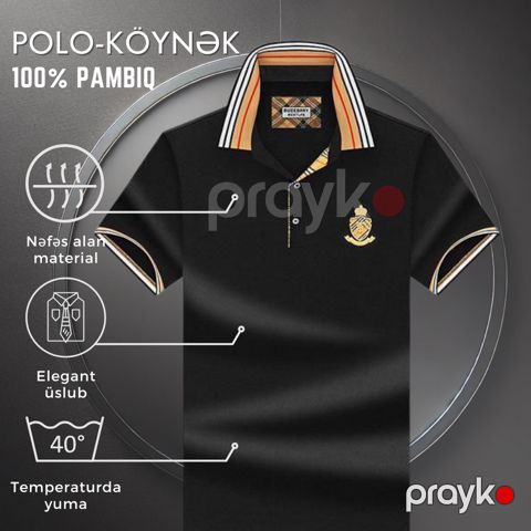 Kişilər üçün polo EB_900, qara, pambıq, ölçü XXL — Bakı