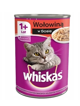 Whiskas 1 yaş və yuxarı pişiklər üçün yaş pişik yemi, sousda mal əti ilə, 400 q — Zoo.az — Мысықтар