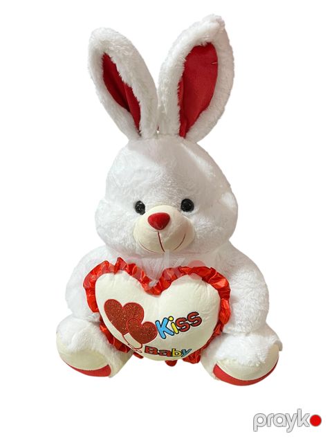 Yumşaq oyuncaq FSY-12253, peluş, ağ/qırmızı, 70 sm — Bakı