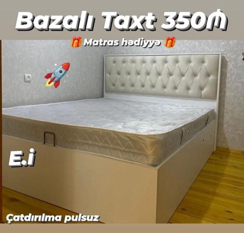 Bazalı taxt – 350₼ - Elegant, düyməli başlıq dizaynı - Geniş bazalı — Digah