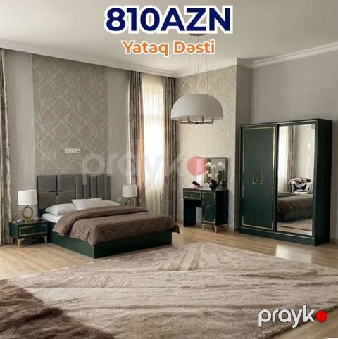 Yataq Dəsti – 810 AZN - Komplekt: iki nəfərlik çarpayı, 2 ədəd tumbə — Bakı