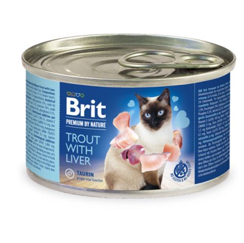 Pişiklər üçün konserv Brit Premium By Nature, forel və qaraciyər ilə, 200 q — Bakı