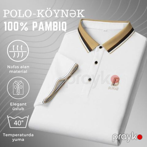 Kişilər üçün polo EB_783, ağ, pambıq, ölçü XL — Bakı