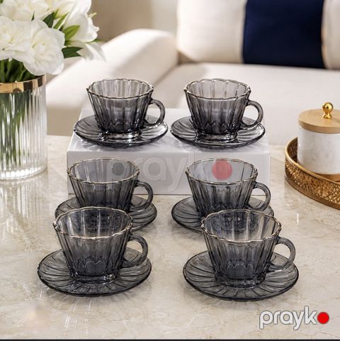 Çay servisi 54810421, 12 əşya, büllur şüşə, 120 ml, 6 nəfərlik, boz — Bakı