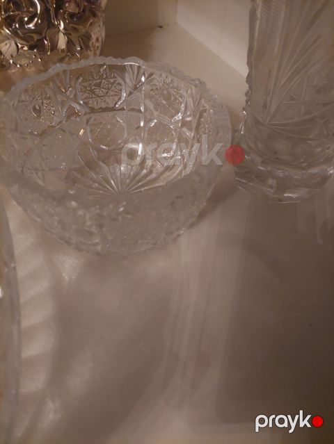 Kəsilmiş naxışlı şüşə/kristal qab - Material: şəffaf kəsimli şüşə — Digah