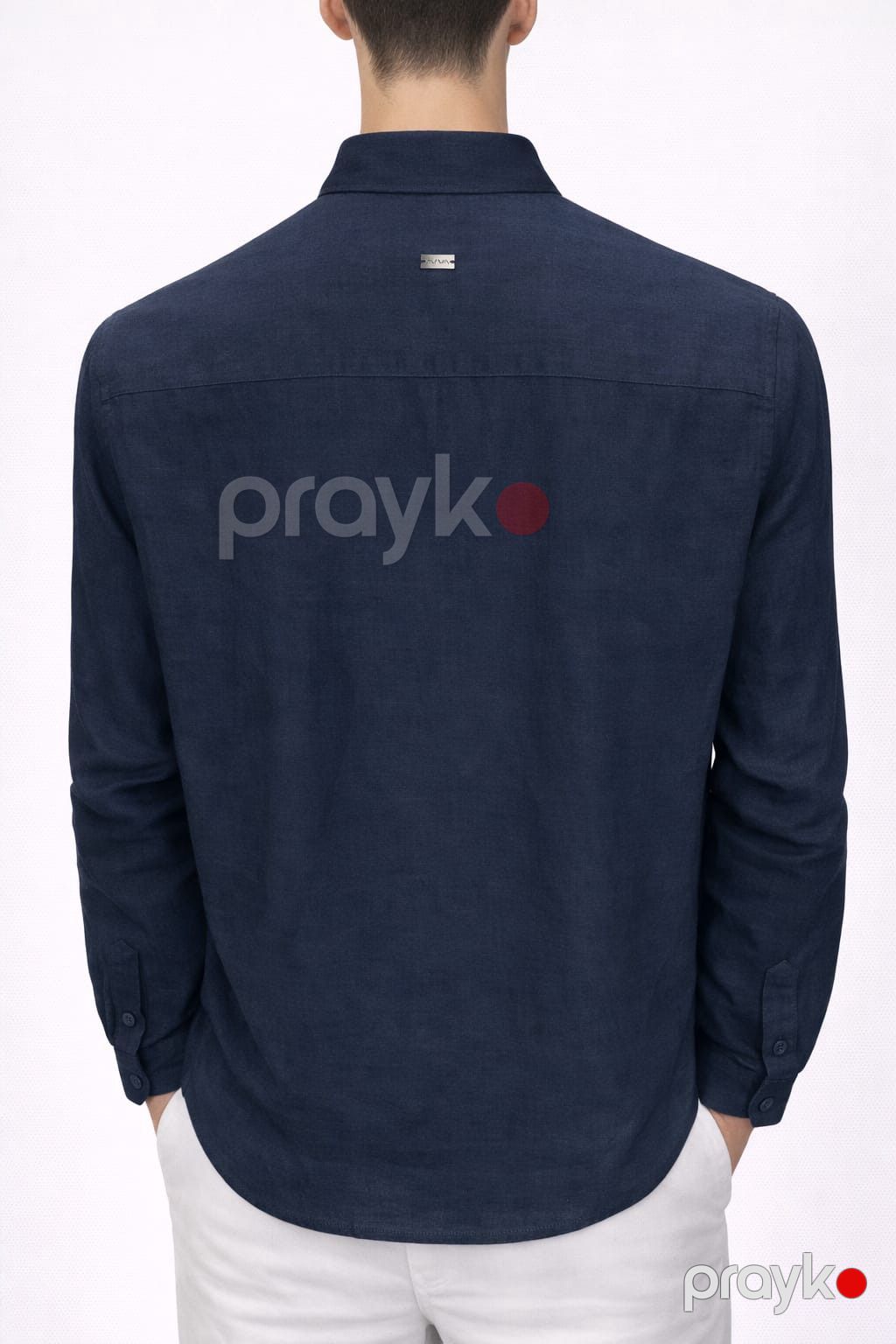Uzunqol köynək B2661, göy, kətan, ölçü XXL — Mallar, Bakı (2)