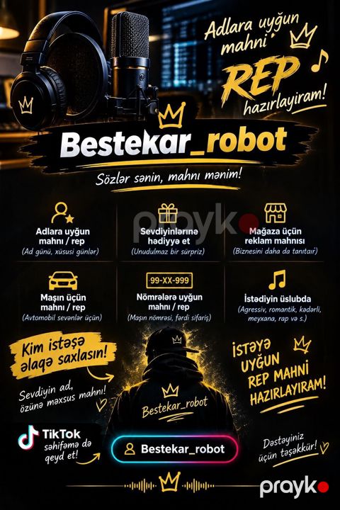 Xüsusi sifarişlə rep/mahnı hazırlanması xidməti – Bestekar_robot