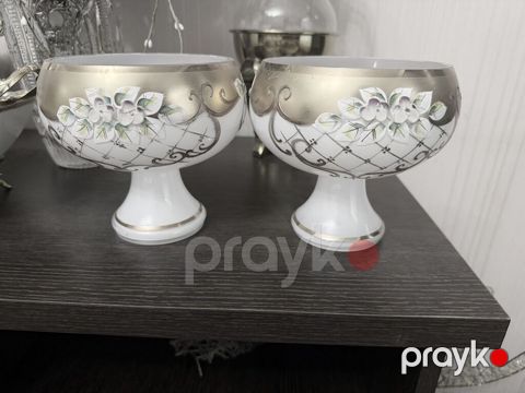 Dekorativ şirniyyat/qab dəsti – 2 ədəd ayaqlı piyala - Material — Masazır