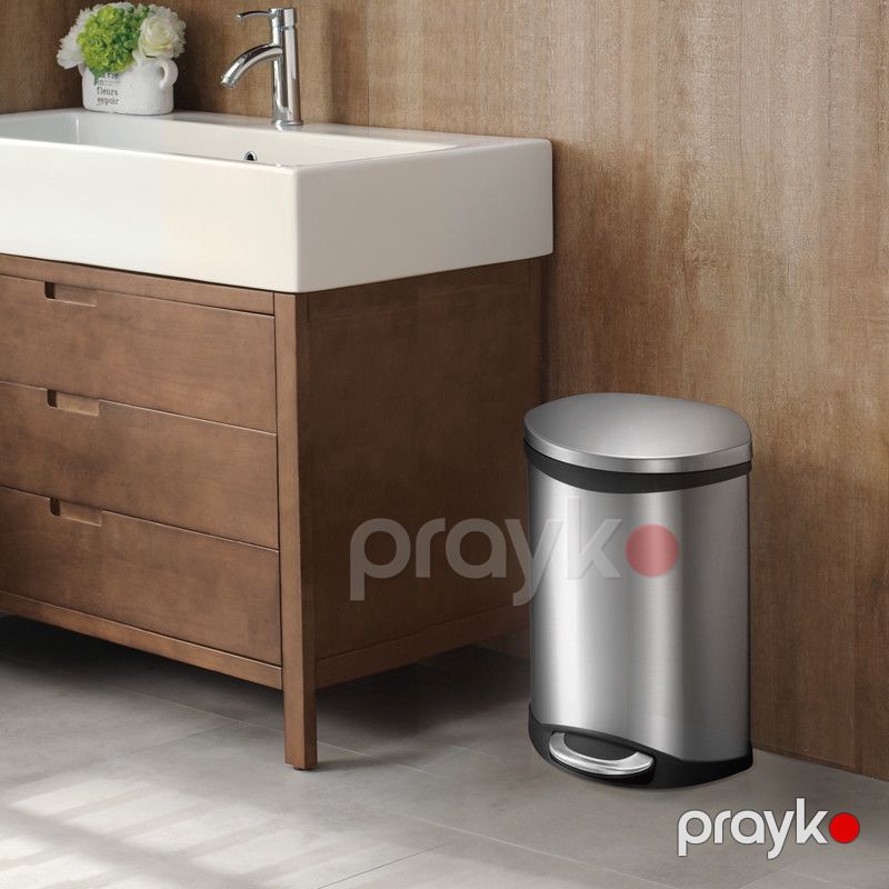 Zibil konteyneri pedal ilə Eko EK9218, paslanmayan polad/plastik, metalik, 6 l — Mallar, Bakı (2)