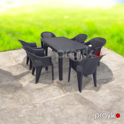Bağ üçün mebel dəsti (masa + oturacaq) 12560_50, bambuk/plastik, qəhvəyi, 7 parça — Bakı