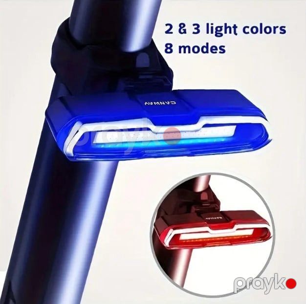 Velosiped üçün arxa fənər Bikesport 84, göy/qırmızı, USB doldurulan — Mallar, Bakı (2)