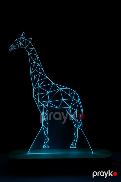 Gecə Lampası 3D Akril Zürafə 15x20 sm Göy - lightdekor403 — Bakı