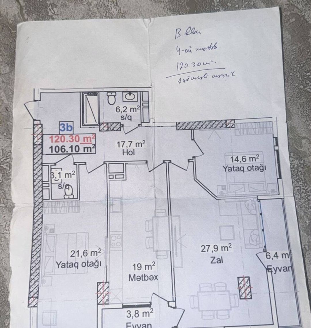 Satılır 3 otaqlı yeni tikili 121 m² — Mənzil, Bakı (4)