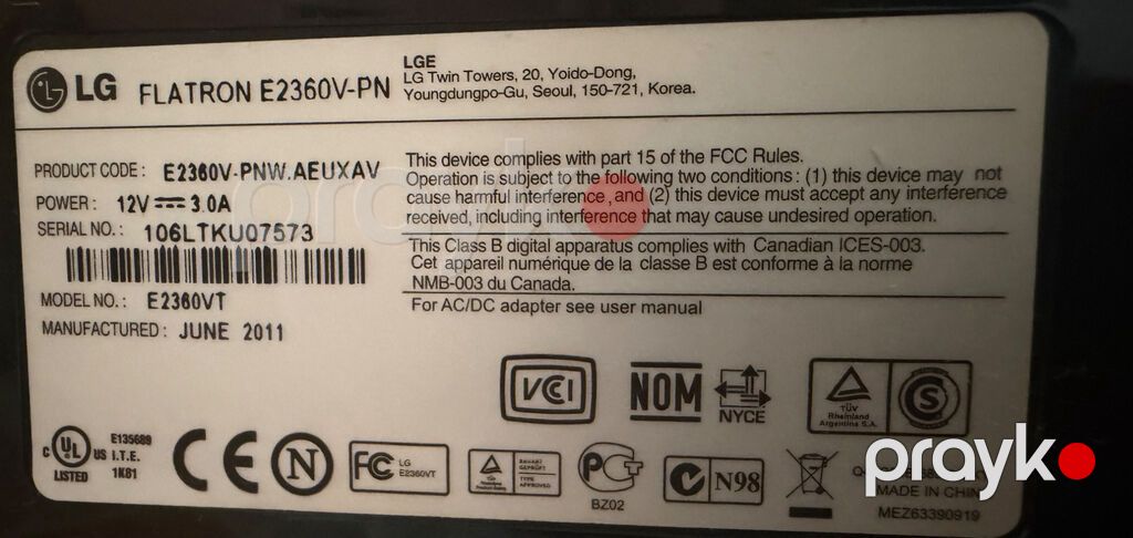 LG Flatron E2360V-PN sonuncu modelidir. Tam islek veziyyetdedir — Monitorlər, Bakı (3)