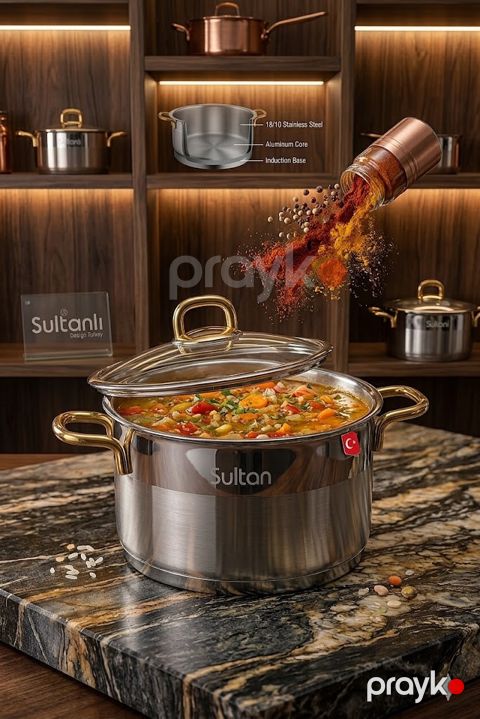 Qazan Sultanlı, 4500 ml, paslanmayan, 24 sm — Bakı