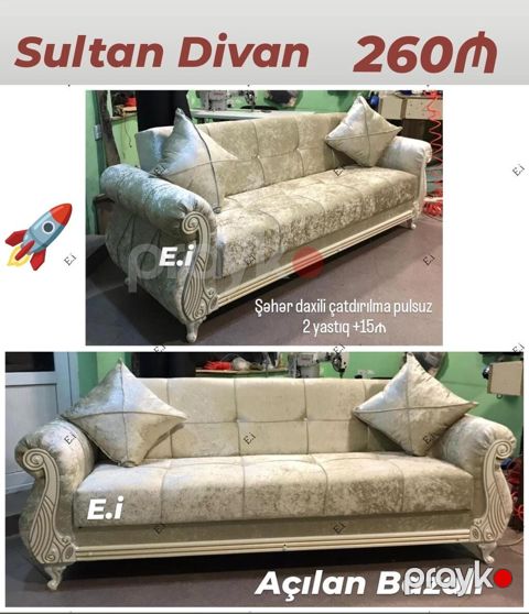 Divan-kravat, Yeni, Açılan, Bazalı, Vеlur parça, Şəhərdaxili pulsuz çatdırılma — Digah