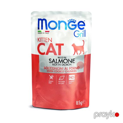 Nəm yem pişik balaları üçün Monge Grill Rich In Salmon 85 q — Bakı