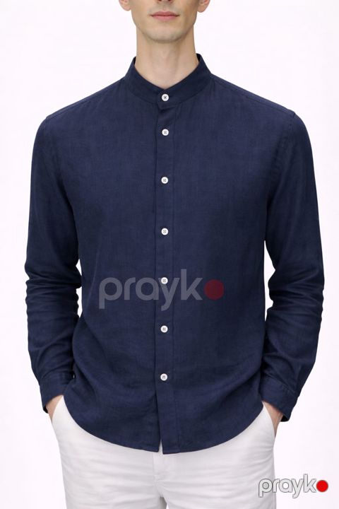 Uzunqol köynək B2661, göy, kətan, ölçü XXL — Bakı