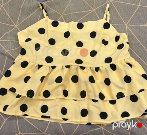 Sarı rəngli, böyük qara xallı qadın topu - Model: nazik askılı — Bakı