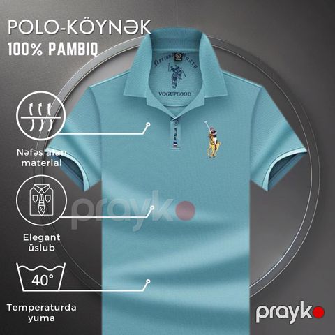 Kişilər üçün polo EB 877, mavi, pambıq, ölçü M — Bakı
