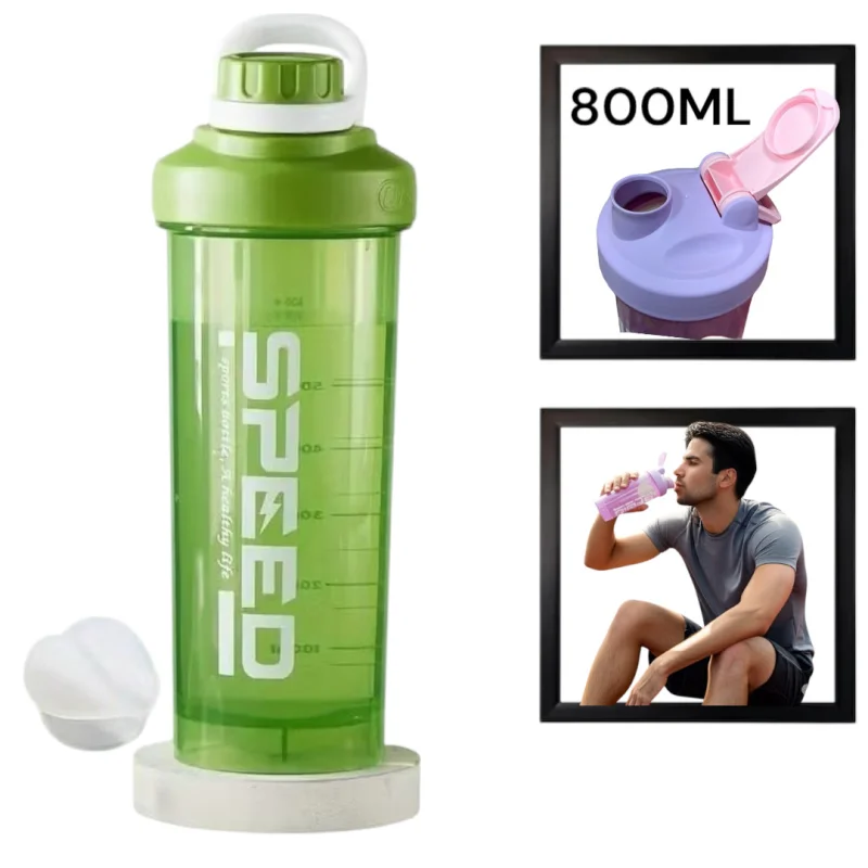 İdman su qabı, yaşıl, 800 ml, protein qarışdırıcı - WS1311 — Bakı