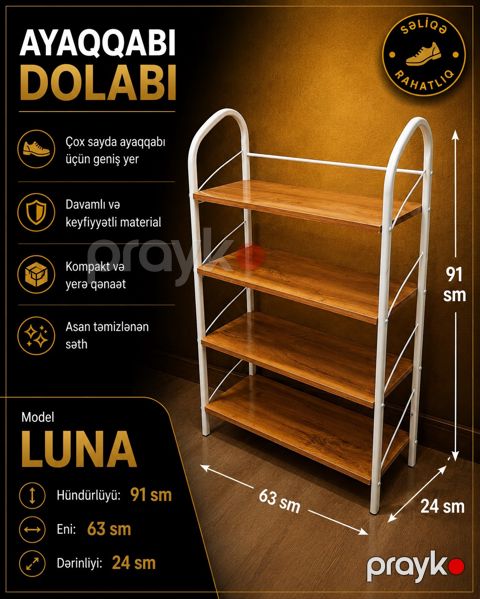 Ayaqqabı üçün stellaj, metal/taxta, ağ, 91x63x24 sm — Bakı