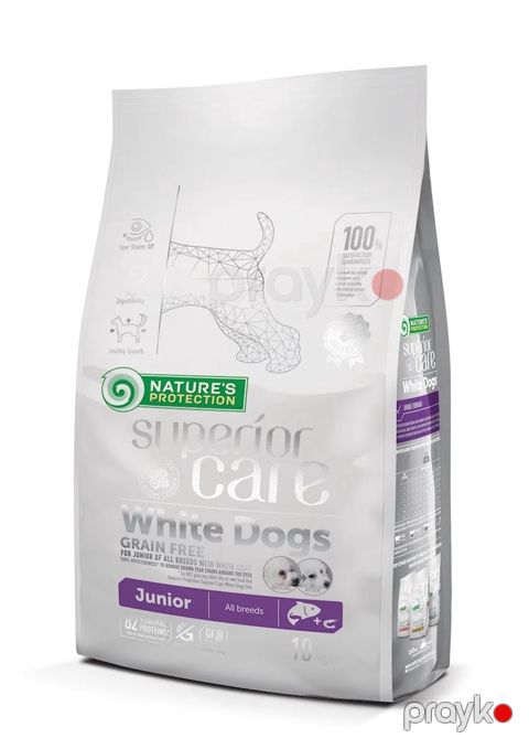 Quru yem Nature's Protection Superior Care White Dogs Junior All Breeds, qızılbalıq ilə, 1 kq — Bakı