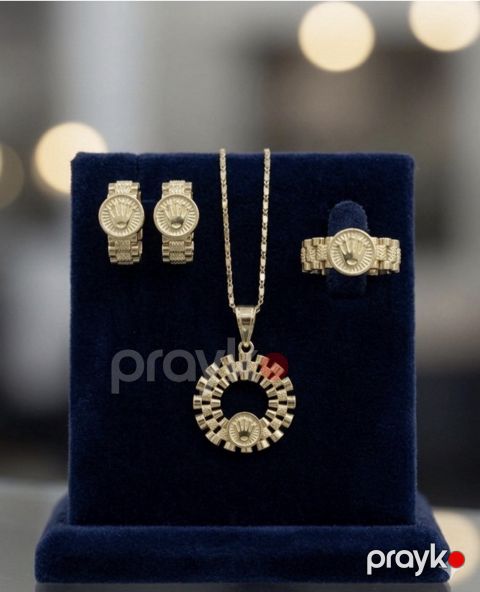 Bijuteriya dəsti kulonlu zəncir, sırğa və üzük Xuping Jewellery, paslanmayan polad — Bakı