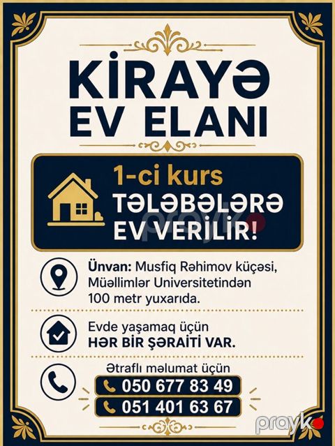 Kirayə mənzil 120azn(komunal daxıl) Yerləşmə: Musfiq Rəhimov küçəsi — Mingəçevir