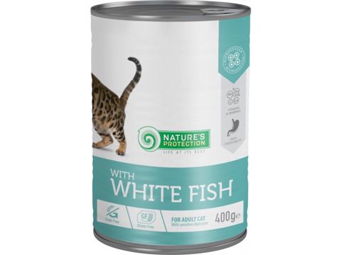 Nəm yem pişiklər üçün Nature's Protection, ağ balıq ilə, 375 q — Bakı