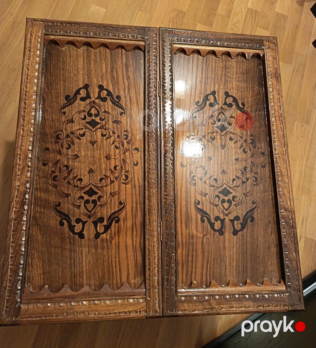 Əl işı ağac oymalı qatlanan masa nərdtaxta - Material: bərk ağac — Masalar, Bakı (4)